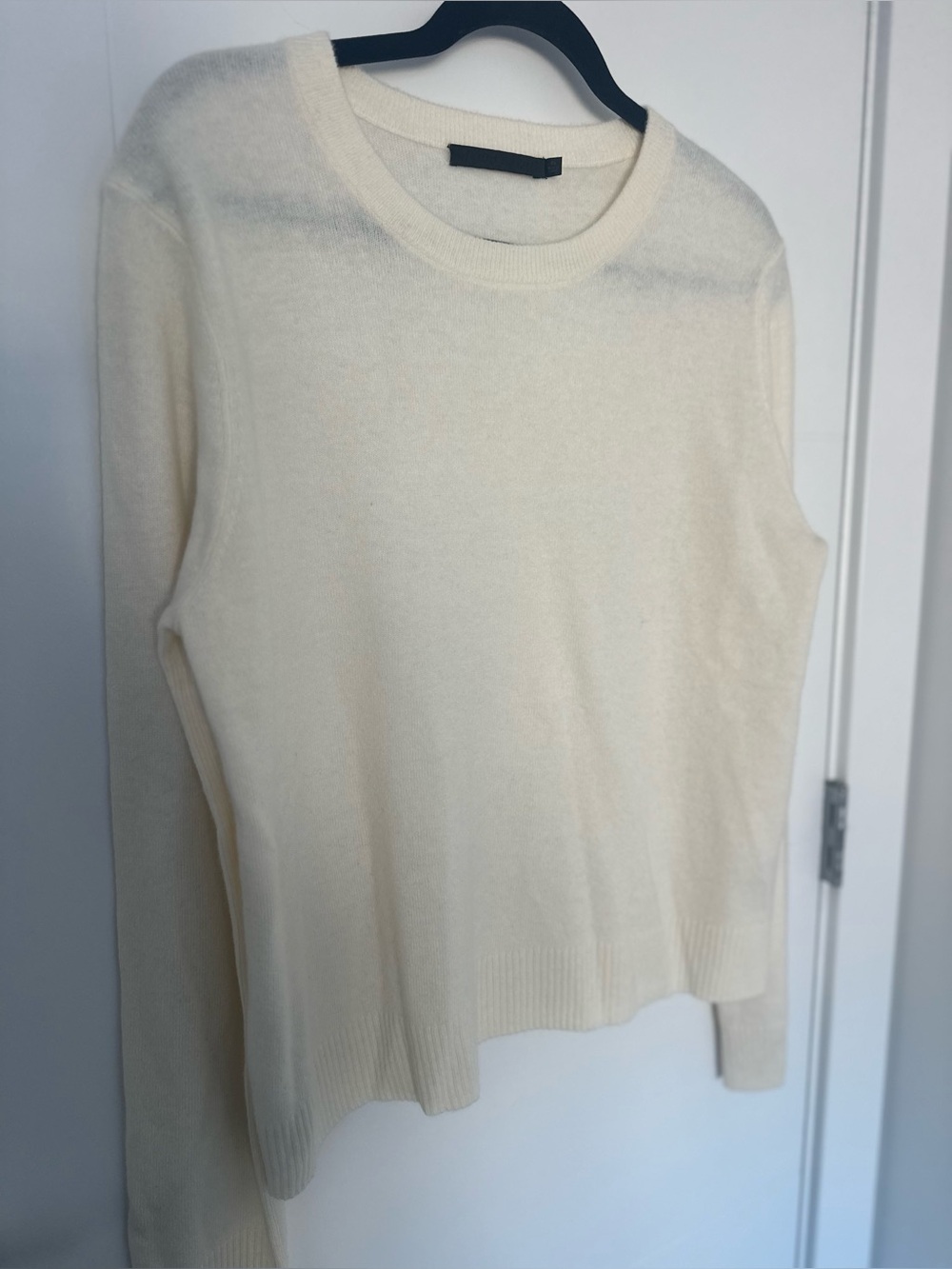 Jenni Kayne Everyday Crewneck Ivory Lightweight Sweater Wool Cashmere Blend - Picture 2 of 5
